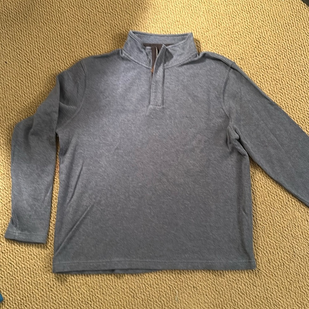 british khaki mens grey-blue sweater. Size XL. 100% Cotton. Zip